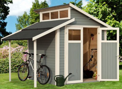 Cabanon de panneaux en bois naturel peint